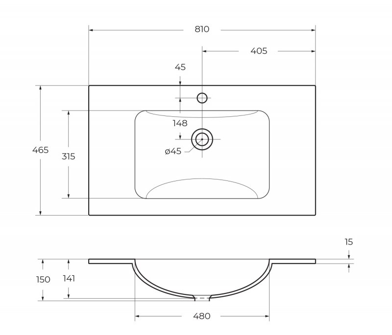 Раковина BelBagno BB810/465-LV-VTR-BL 81 см Bianco Lucido