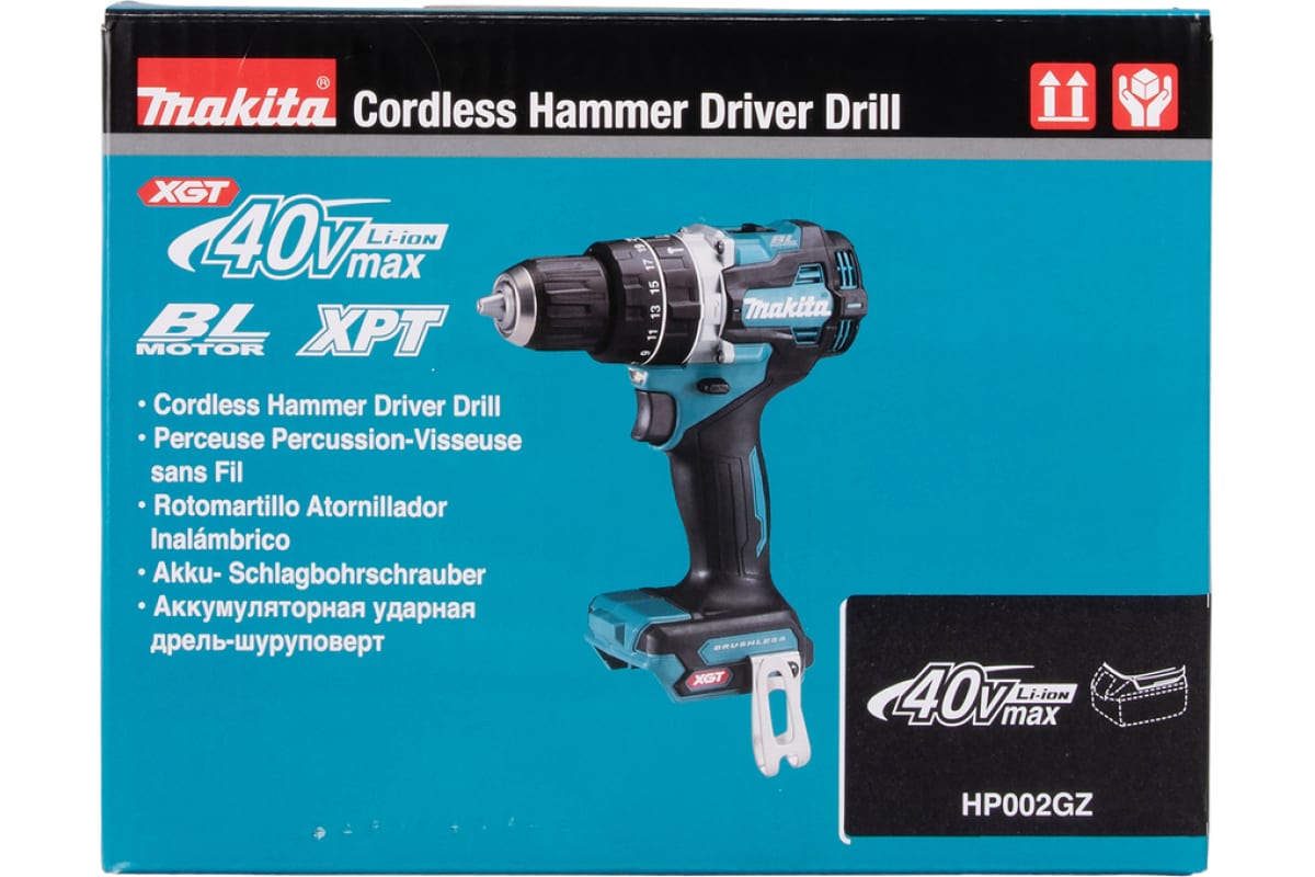 Ударная аккумуляторная дрель-шуруповерт Makita BL XPT, XGT 40В HP002GZ