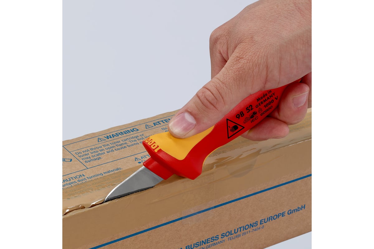 Нож для кабеля Knipex VDE, 190 мм, диэлектрический, 2К ручка, KN-9852SB
