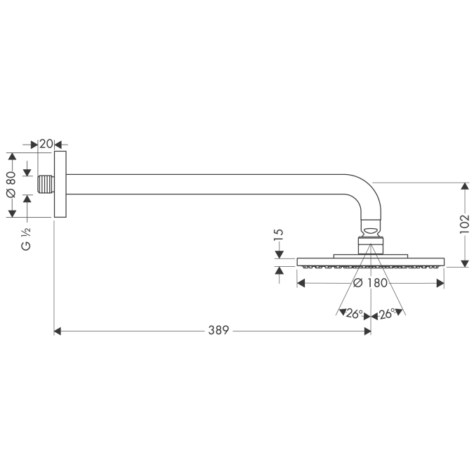 Верхний душ Hansgrohe Raindance S 180 Air 1jet 27468000