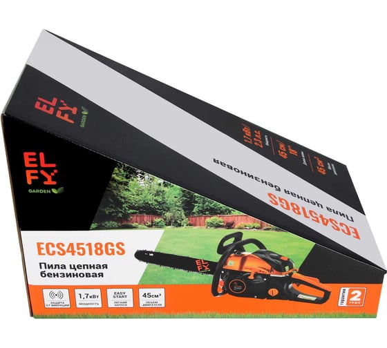 Пила бензиновая ELFY 45 см2, 1,7 кВт, шина 18", бак 0,55 л ECS4518GS