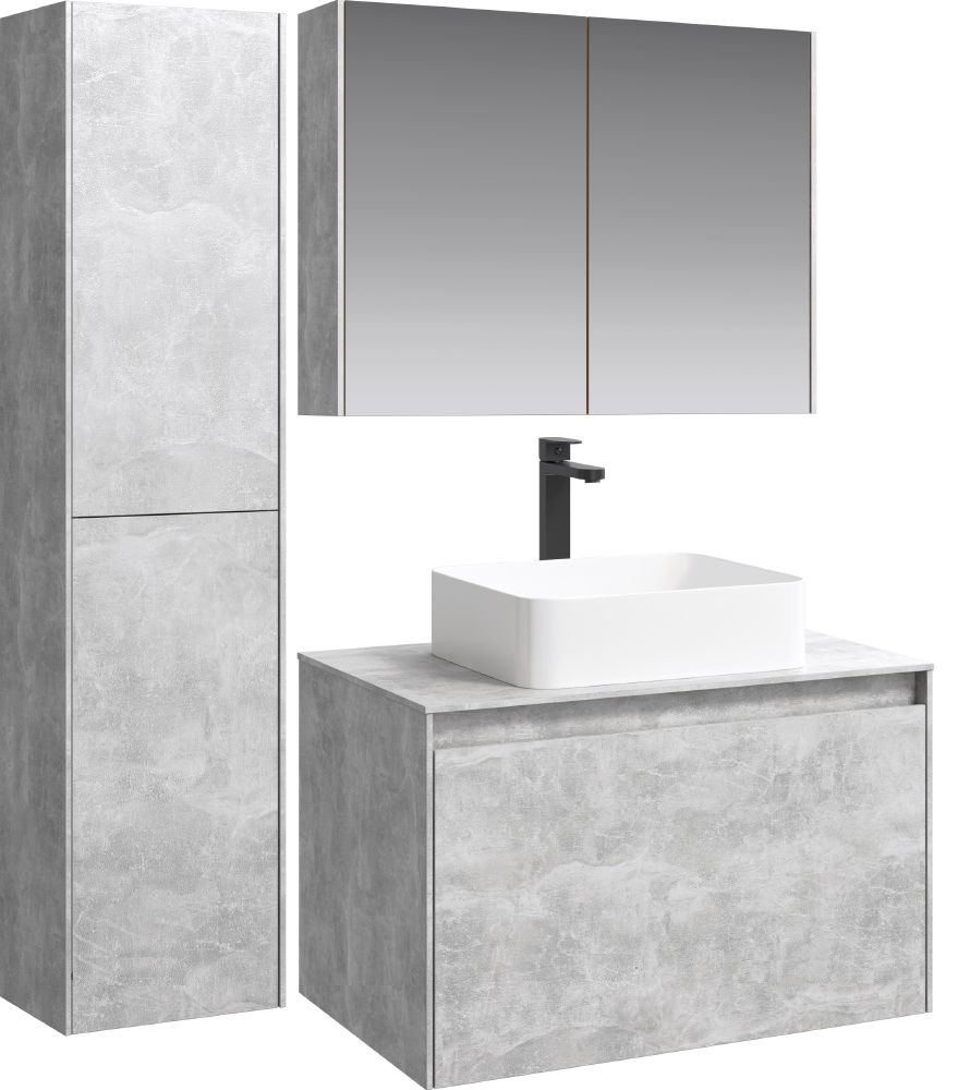 Мебель для ванной Aqwella 5 stars Mobi 80 см корпус бетон светлый
