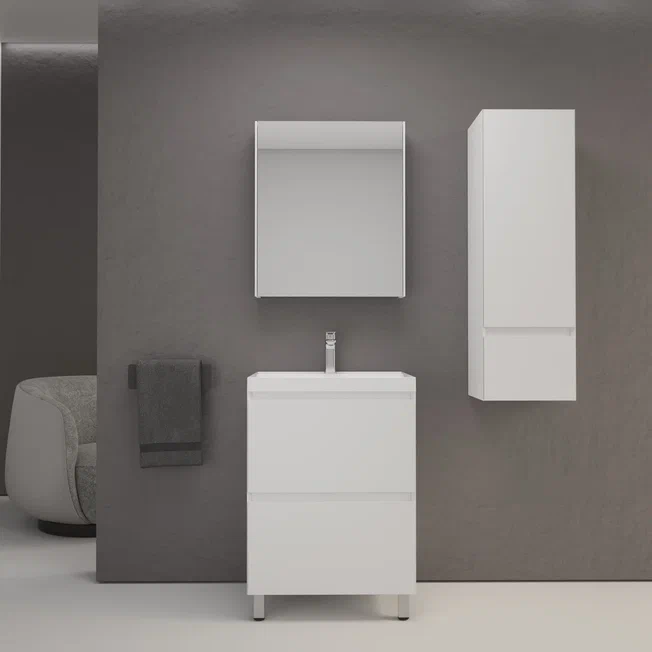 Тумба с раковиной Style Line Манхэттен 60 см напольная, белый матовый