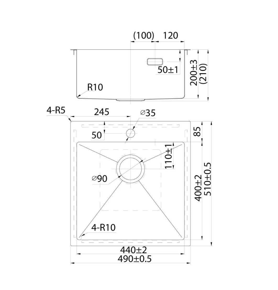 Кухонная мойка Iddis Haze врезной монтаж, нержавеющая сталь, графит, 49х51х20 см, HAZ49GMi77
