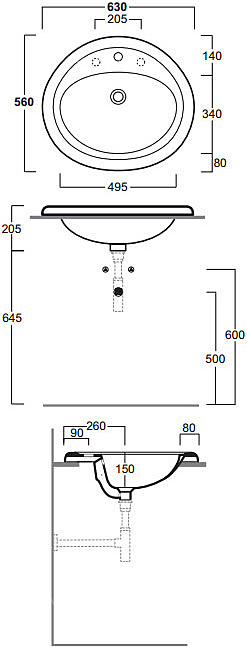 Раковина Simas Lavabi d'arredo S51 bi*1 63 см