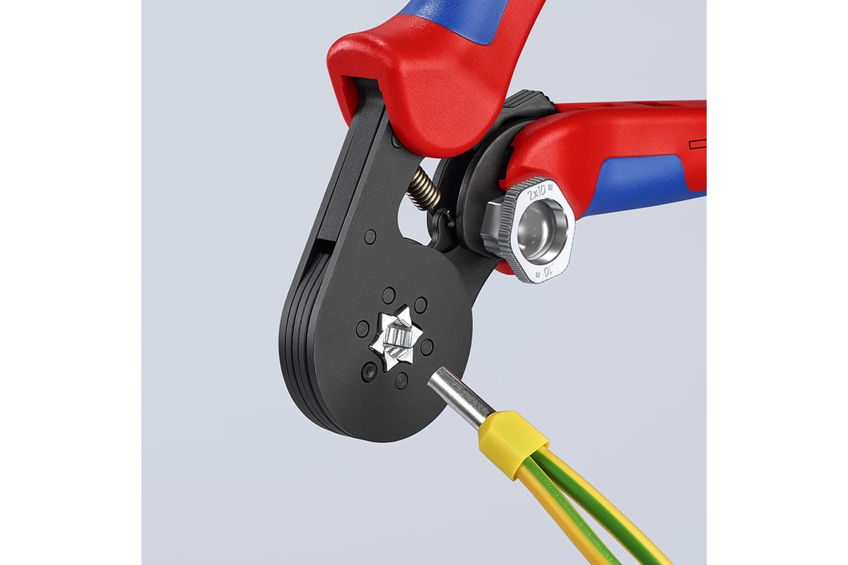 Пресс-клещи 6-гранные, обжимные Knipex KN-975314SB гильзы контакт. 0.08-10 мм², 2-е конц. гильзы 2x4мм²