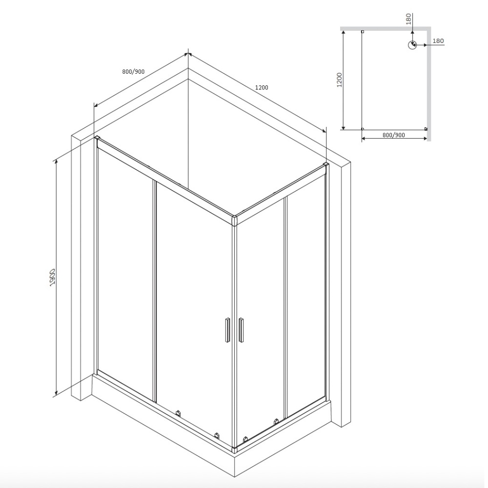 Душевой уголок Am.Pm Gem W90G-404-120290-MT 120x90 прозрачный, хром матовый