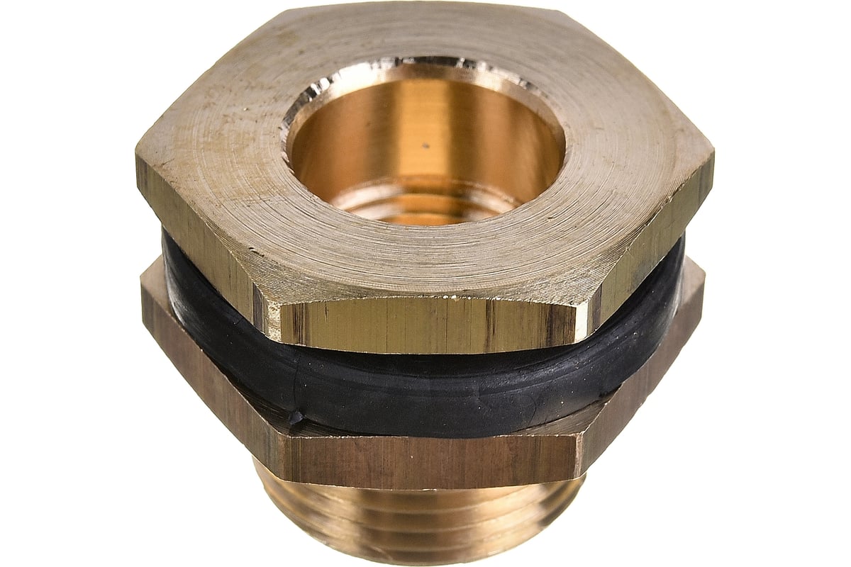 Штуцер для врезки в бочку 1/2" ВР х 3/4" НР + уплотнитель, 2 шт HG 1649809