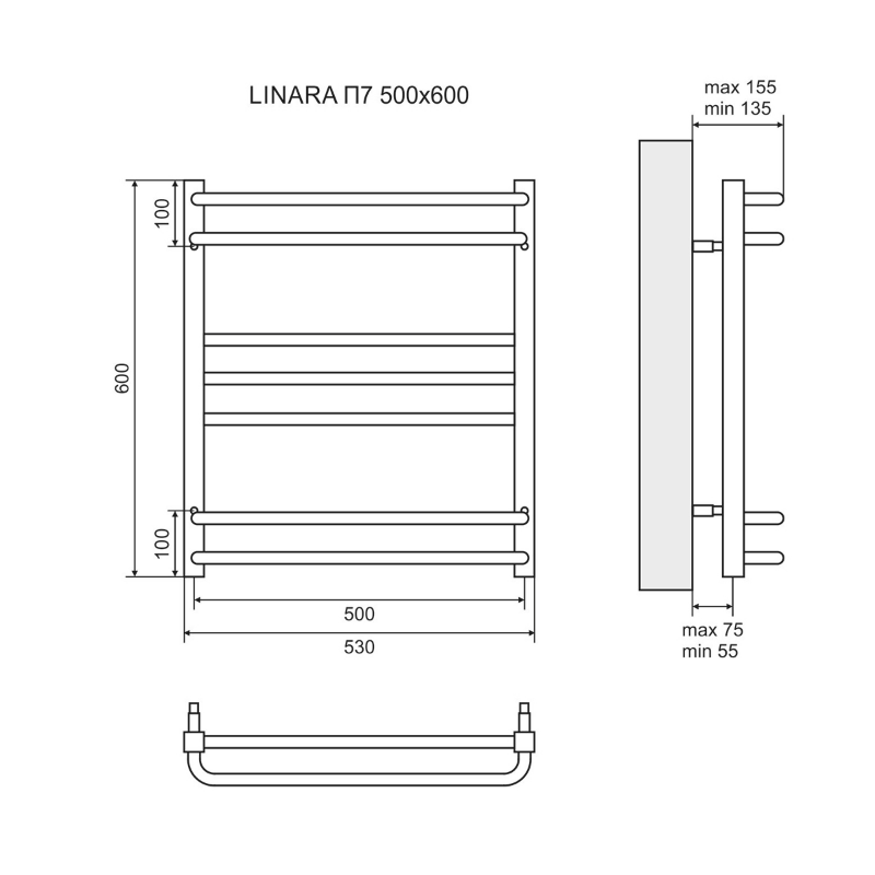 Полотенцесушитель электрический Lemark Linara LM04607E П7 50x60