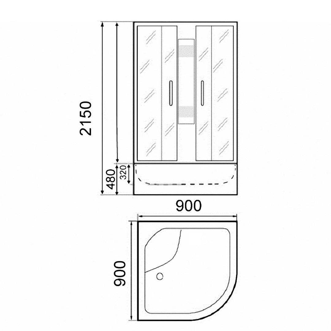 Душевая кабина Parly Acrilic AE901 90x90 матовое стекло, белый