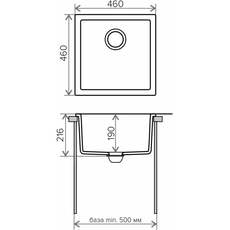 Кухонная мойка Tolero R-128 №001 46 см серый металлик