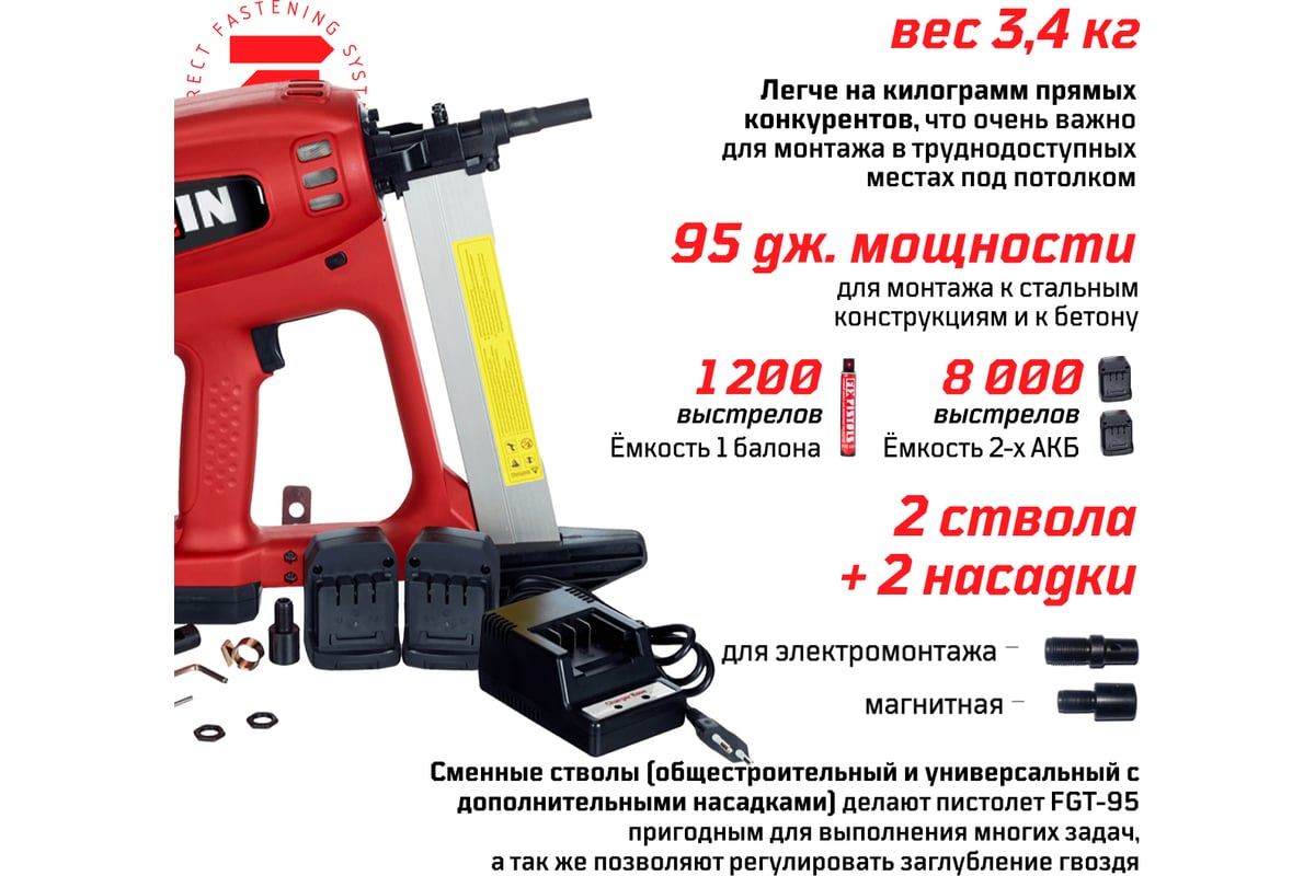 Газовый монтажный пистолет FIXPISTOLS FGT-95 1-2-1-1187