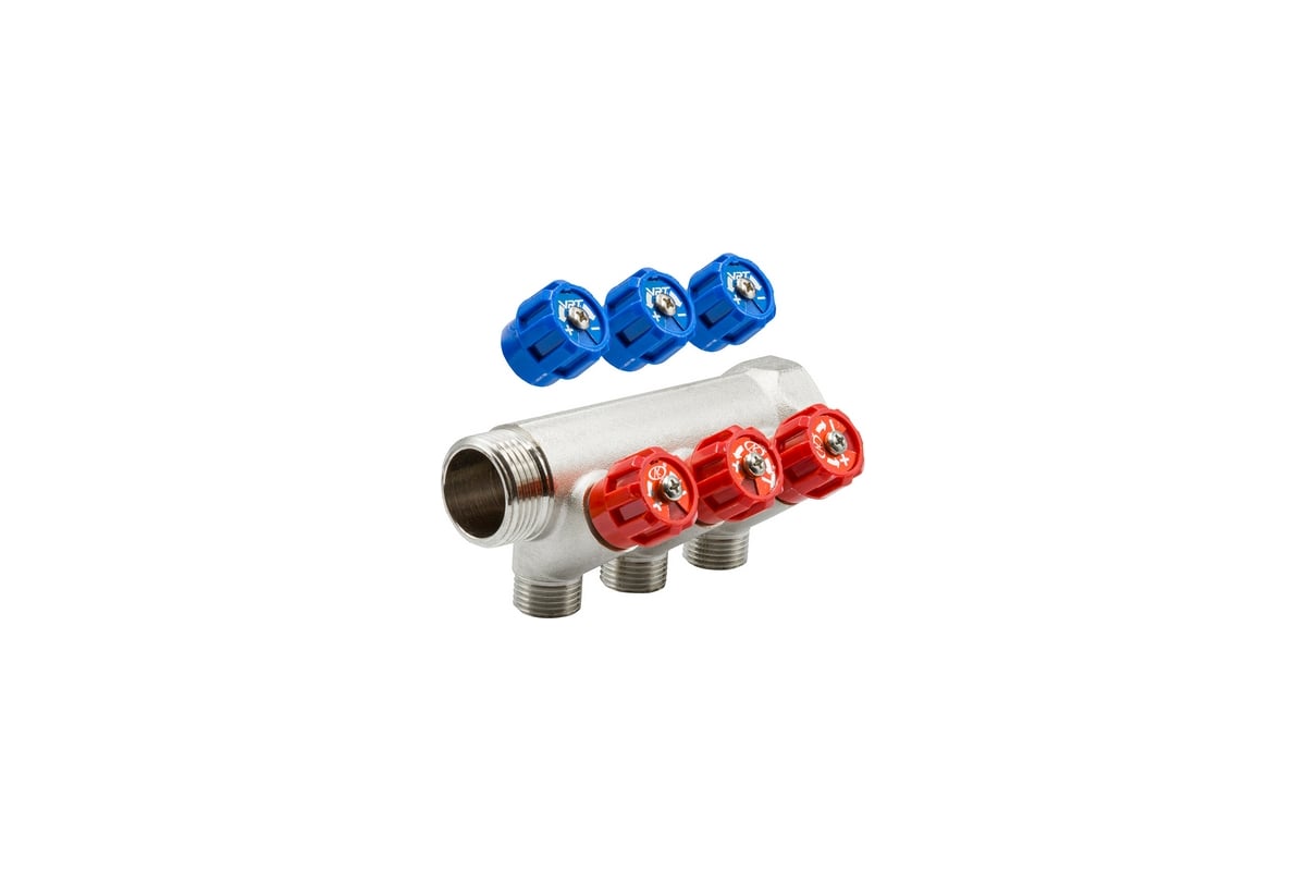 Коллектор VRT 1"x1/2", с регулировочными вентилями, 3 выхода 524074