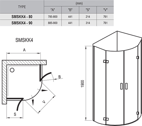 Душевой уголок Ravak Smartline SMSKK4-90