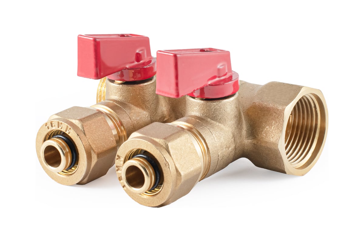 Коллектор с шаровыми кранами PROFACTOR в/н 3/4" х 2 вых 16 цанга PF MVP 266.2