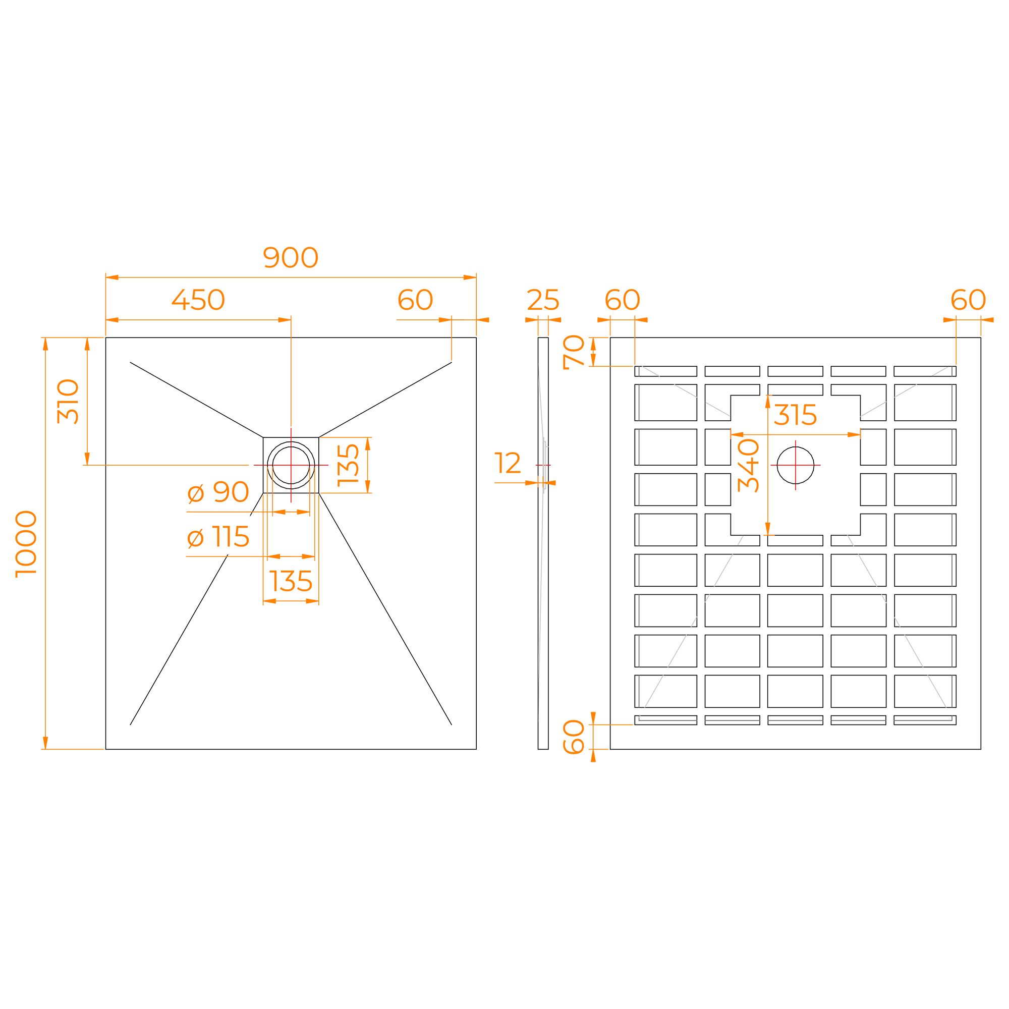 Поддон для душа RGW Stone Tray-G 100x90 камень, графит 14152910-02-11