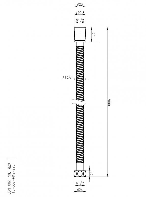 Душевой шланг Cezares CZR-FMM-200-NOP 2,0 м черный матовый