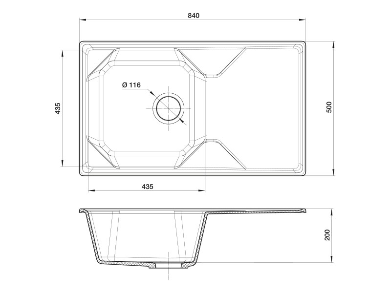 Кухонная мойка GranFest Unique GF-U-840L 84 см песочный