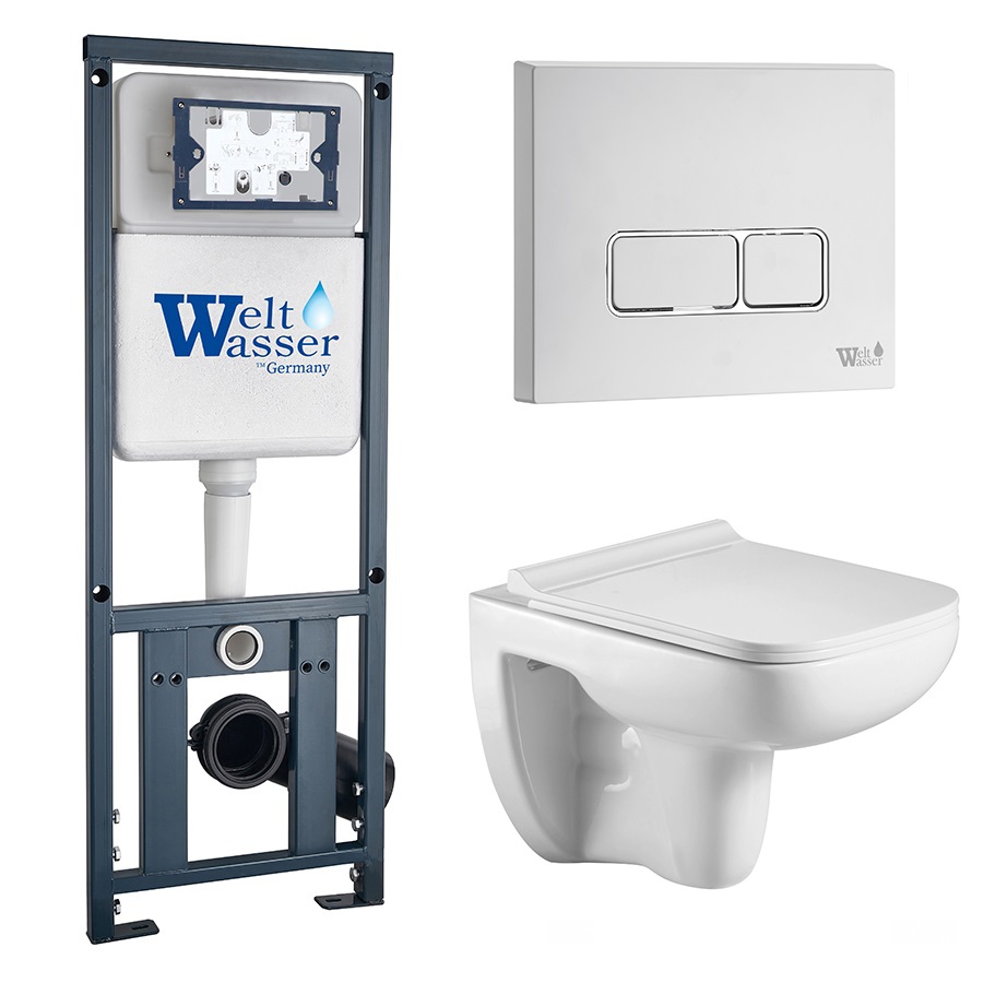 Комплект Weltwasser 10000010730 унитаз Kehlbach 004 GL-WT + инсталляция Marberg 410 + кнопка Mar 410 SE GL-WT