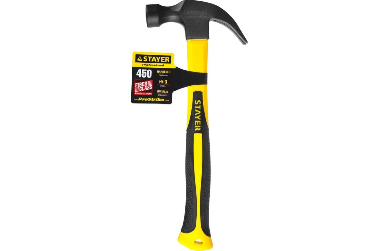Молоток-гвоздодер с фибергласовой рукояткой Stayer Fiberglass 450 г 2026-450_z01