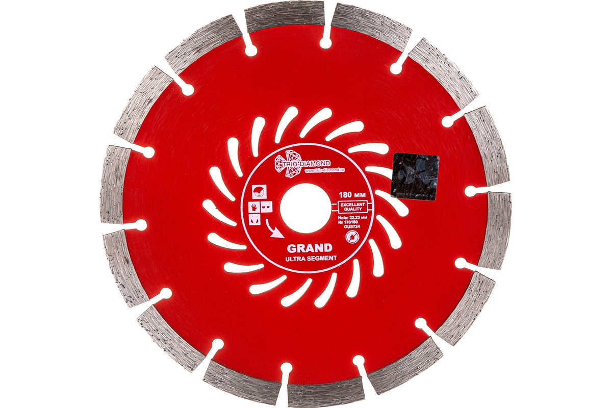 Диск алмазный отрезной Сегментный Grand hot press (180х22.23 мм) TRIO-DIAMOND GUS724