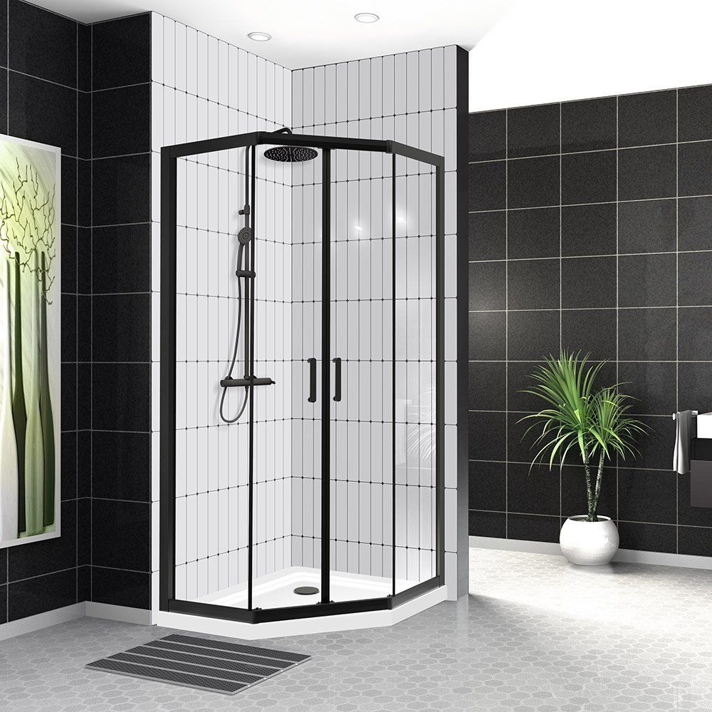 Душевой уголок BelBagno UNO-195-P-2-90-C-NERO 90x90 прозрачный, черный