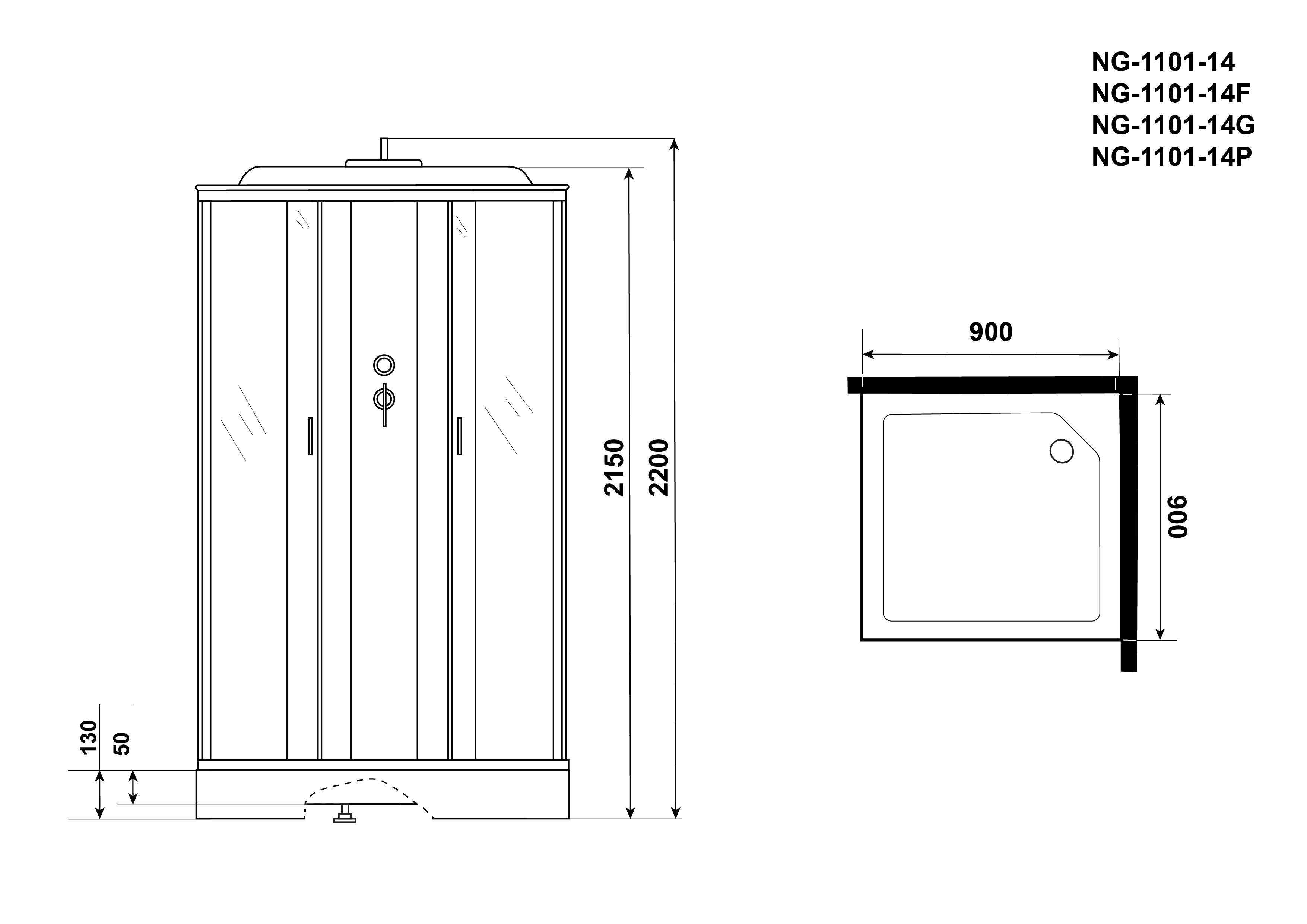 Душевая кабина Niagara Classic NG 1101 90x90 стекло матовое