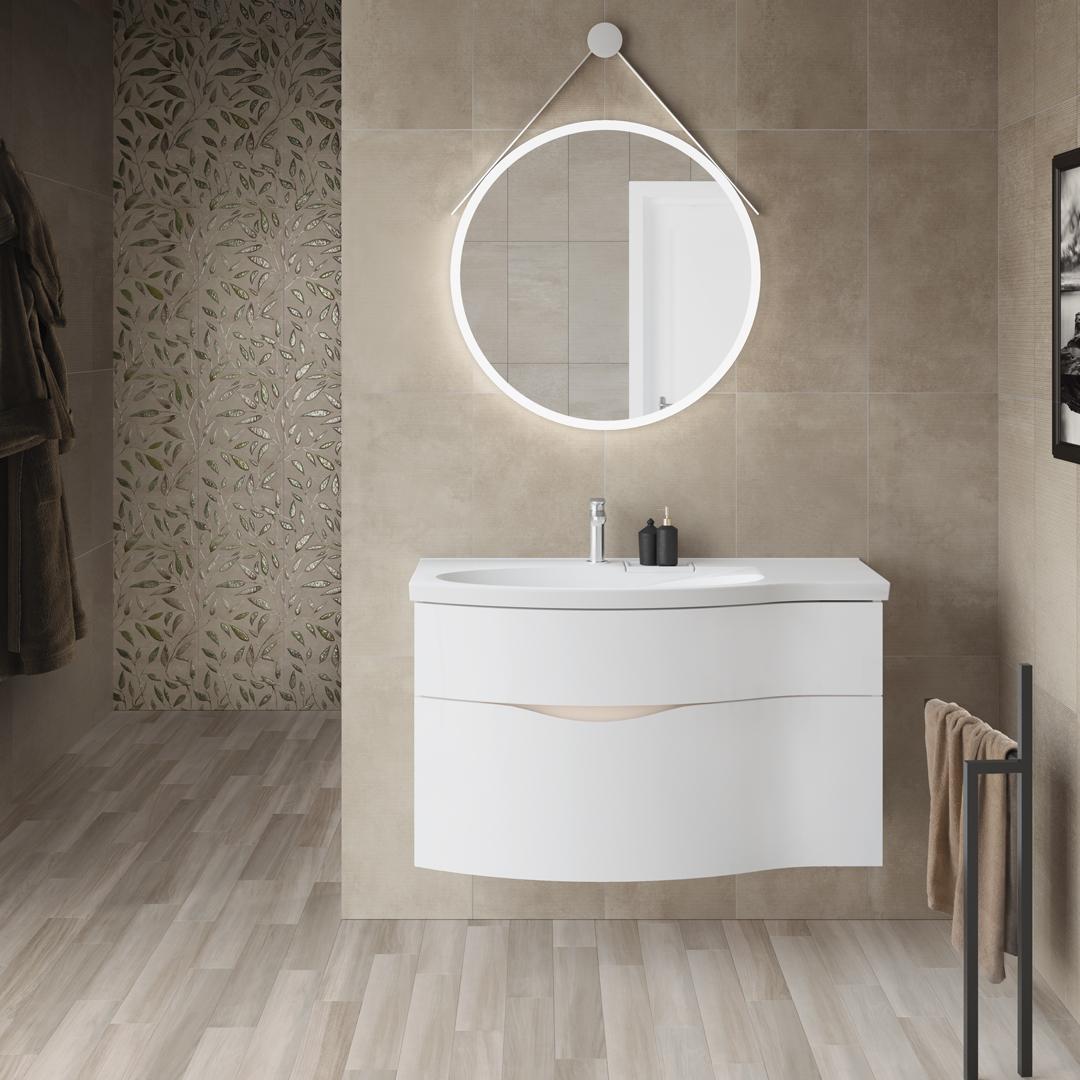 Тумба с раковиной Kerama Marazzi Riva 100 см левая, белый матовый