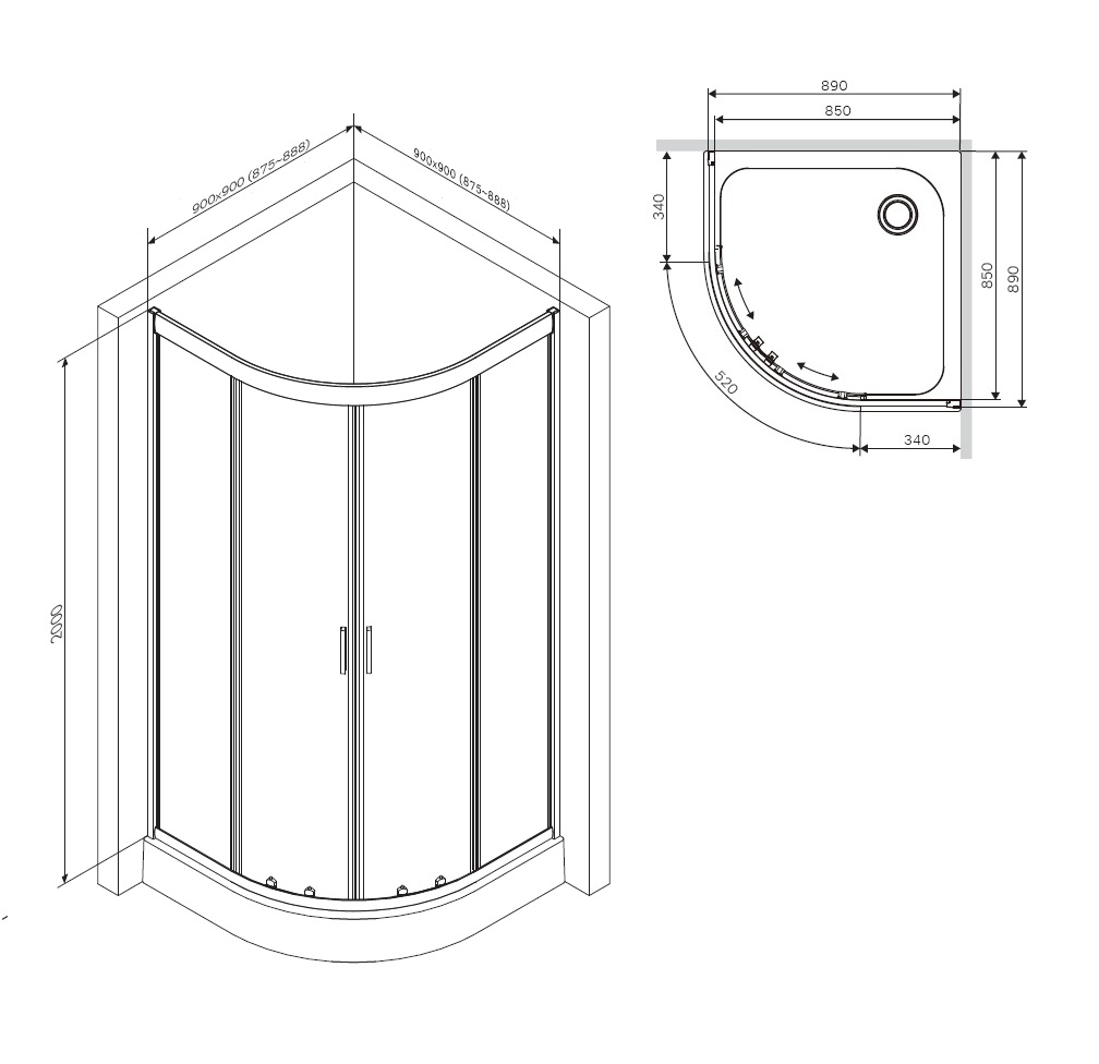 Душевой уголок Am.Pm Gem W90G-401-090BT 90x90 прозрачный, черный матовый