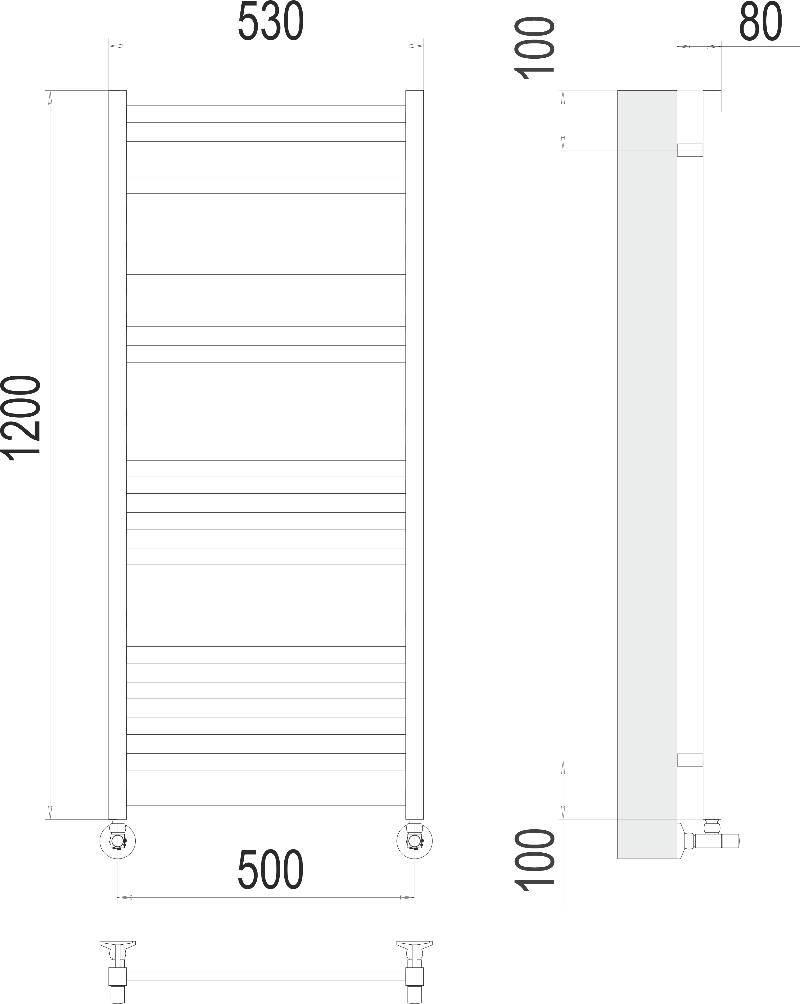 Полотенцесушитель водяной Terminus Грета П15 500x1200, 4670078530592