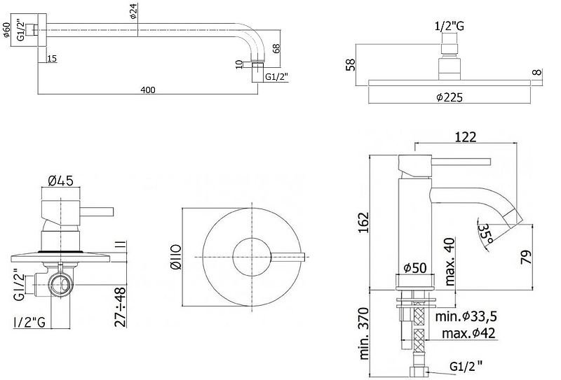 Душевой набор Paffoni Light KITLIG011NO071 черный матовый