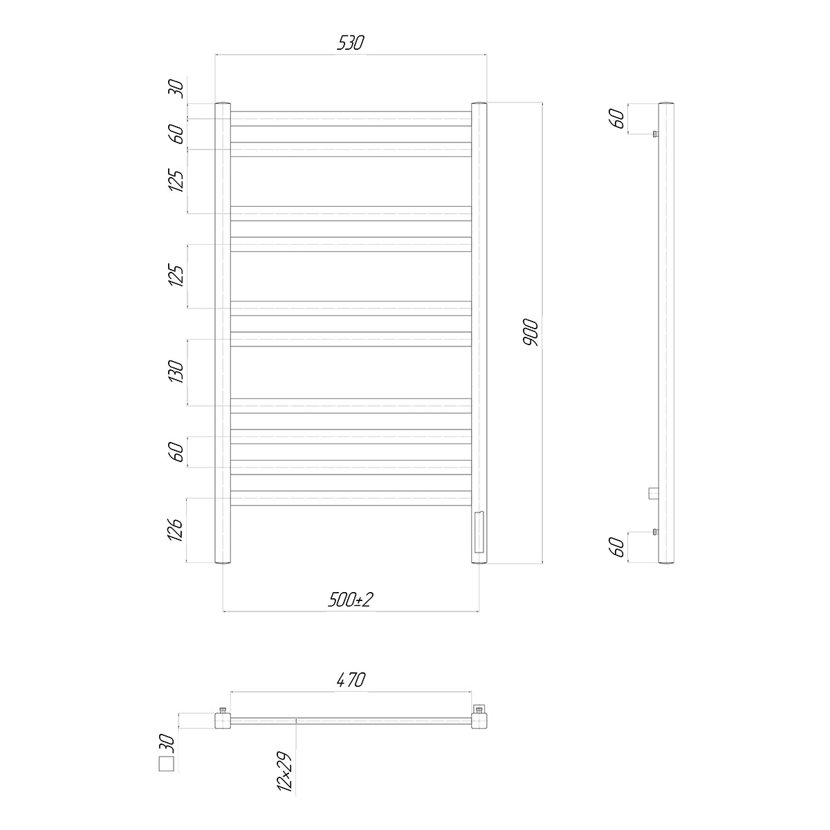 Полотенцесушитель электрический Lemark Melange LM49910Z П10 50x90