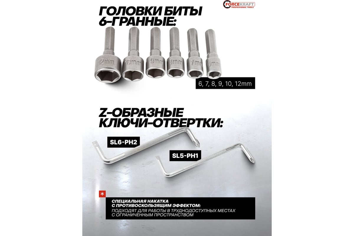 Отвертки в комплекте с битами Forcekraft набор 100 предметов FK-10100(59939)