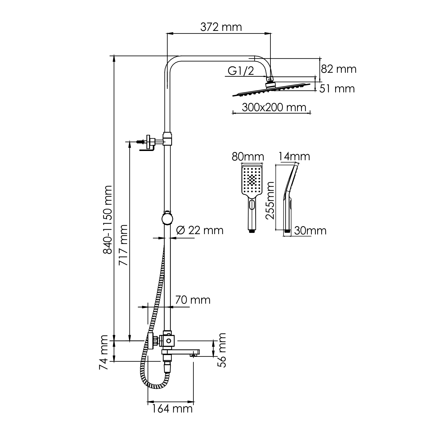 Душевая стойка WasserKRAFT A199.069.126.010.CH Thermo с термостатом, хром