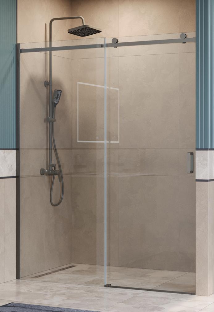 Душевая дверь BelBagno SOFT_CLOSE-2-BF-1-160-C-GM 160x200 прозрачная, оружейная сталь