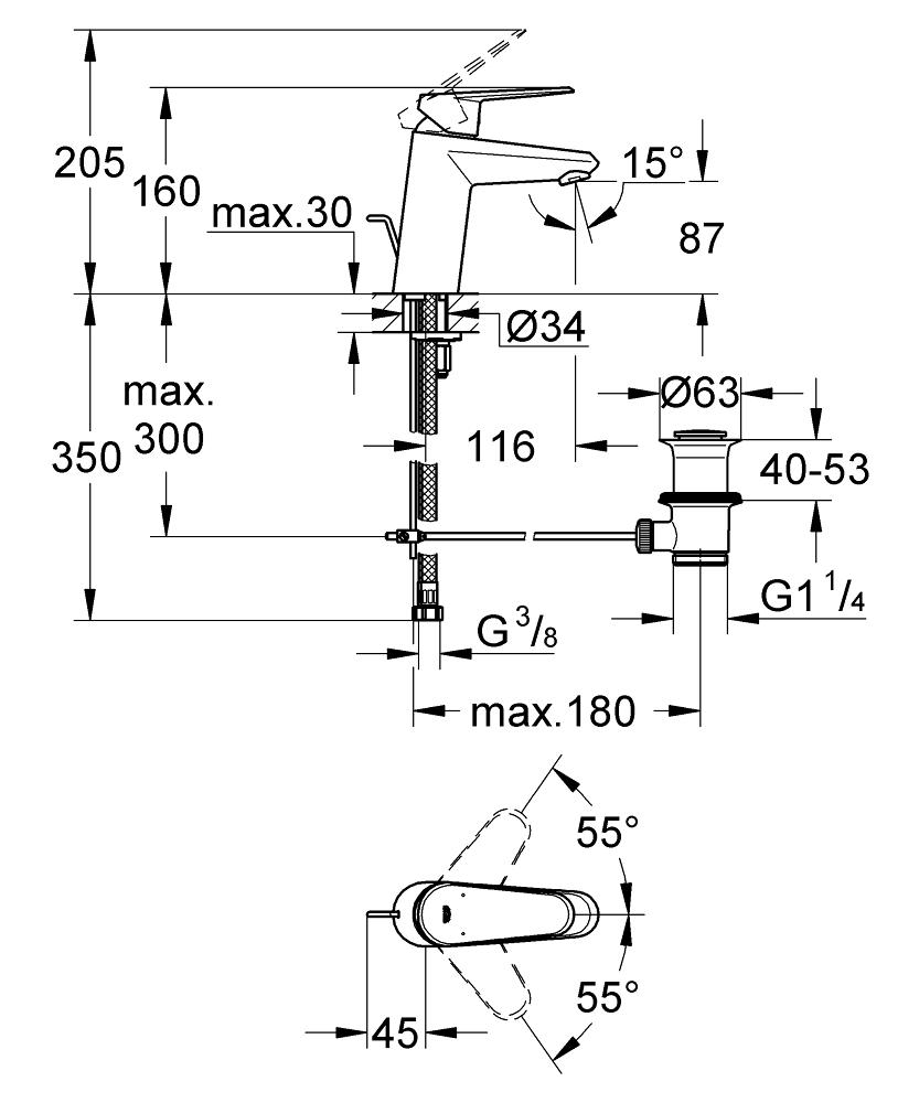 Смеситель для раковины Grohe Eurodisc Cosmopolitan 33190002