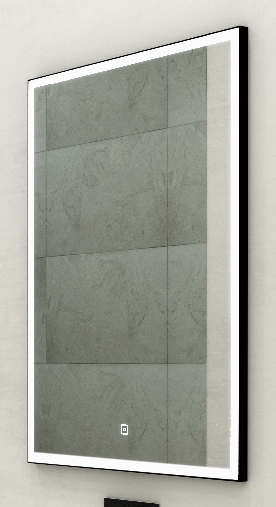 Зеркало Art&Max Arezzo 100x80 черный, анти-пар