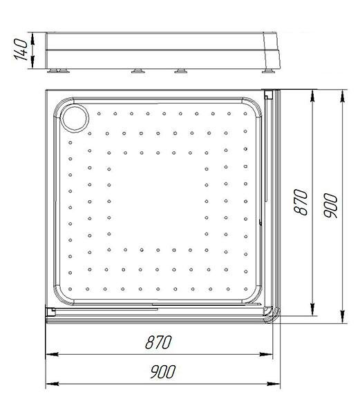 Поддон для душа Радомир 1-11-0-0-0-118 90x90 квадратный