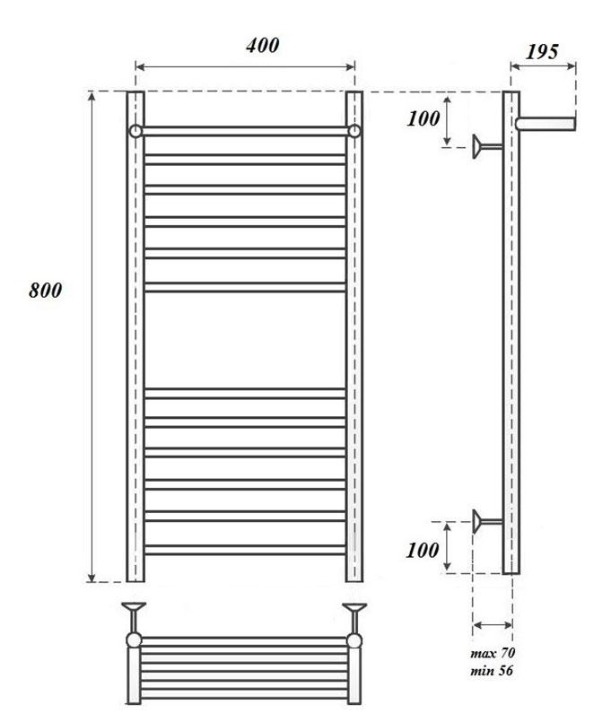 Полотенцесушитель электрический Point PN10148SPE П11 40x80 с полкой, хром