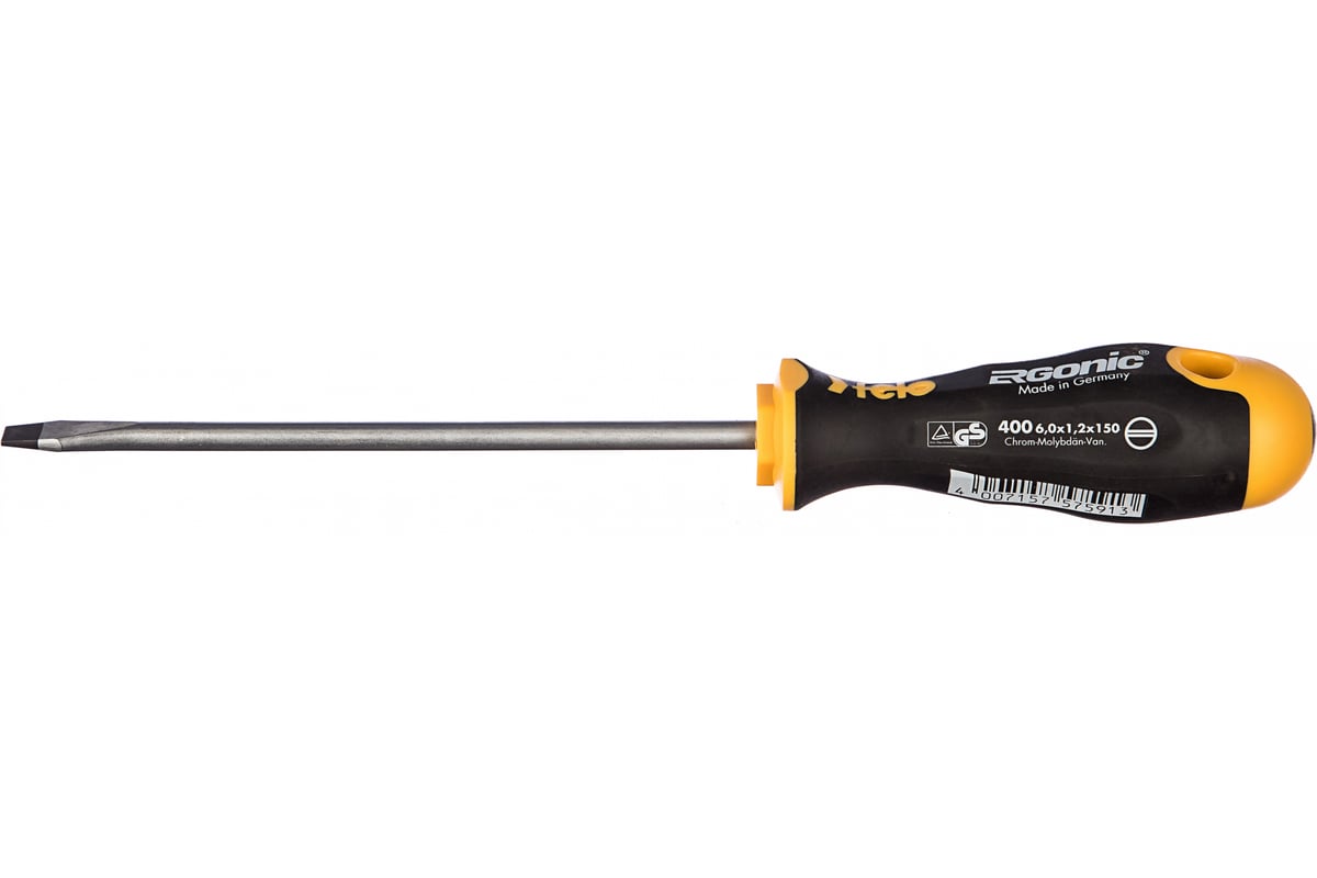 Плоская шлицевая отвертка 6,0х1,2х150 Felo Ergonic 40006510