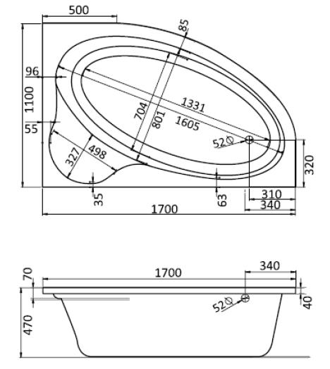 Фронтальная панель Santek Эдера 170x110 L/R