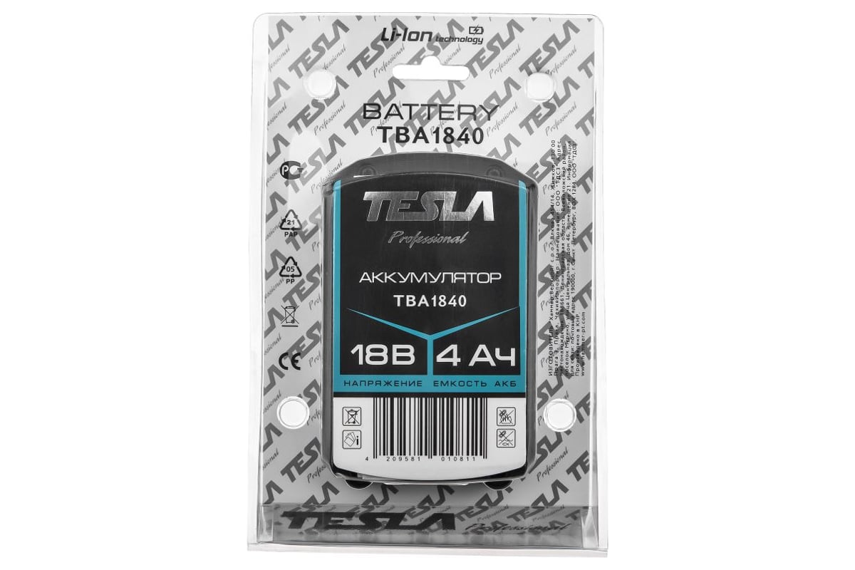 Аккумулятор TBA1840 (18.0 В; 4.0 Ач) Tesla 597902