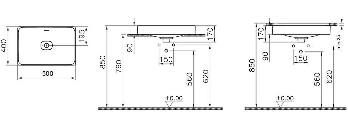 Раковина VitrA Metropole 50х40см 7534B003-0673