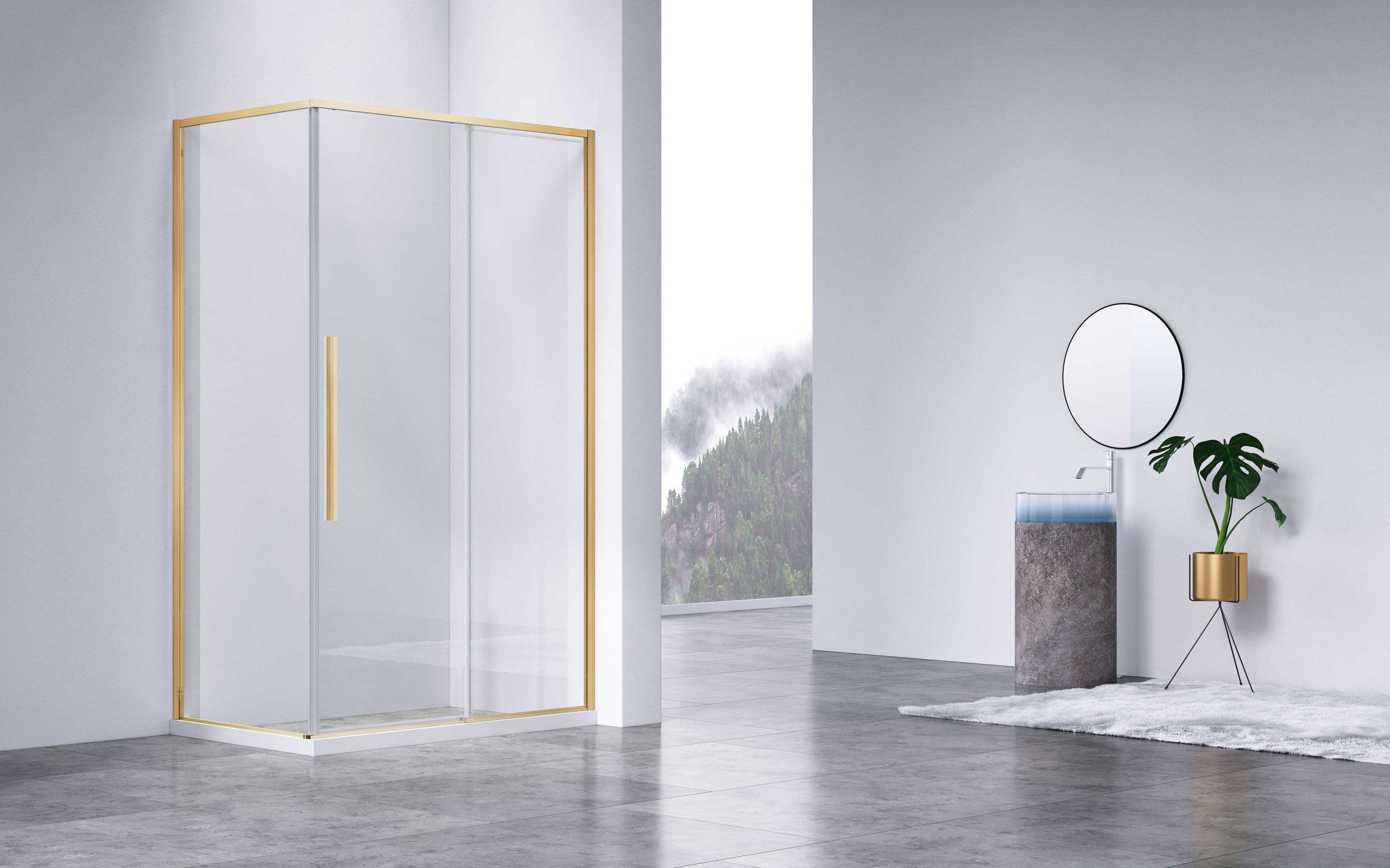 Душевой уголок Vincea Слим-Н (Slim-N) VSR-4SN9010CLG 100x90 брашированное золото, стекло прозрачное