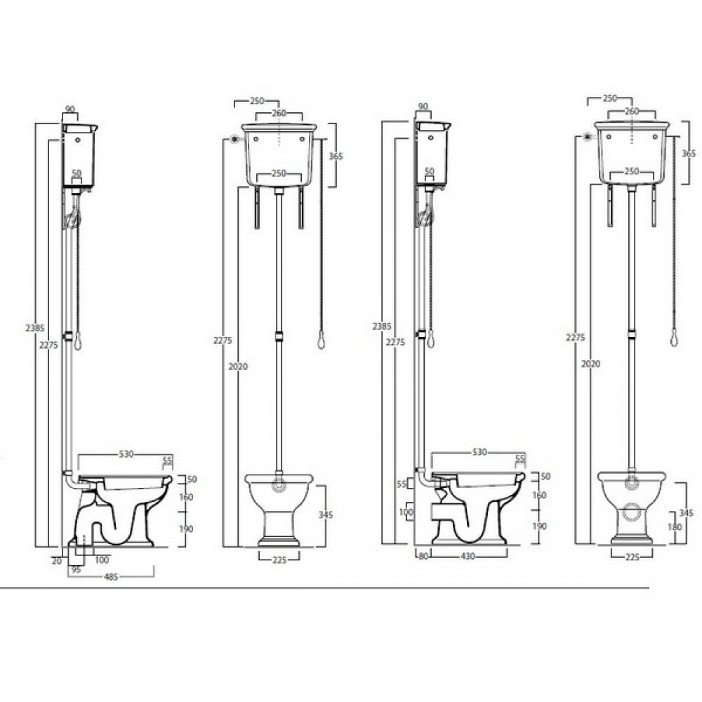 Унитаз с высоким бачком Simas Lante LA01bi/LA02bi + LA06bi, золото