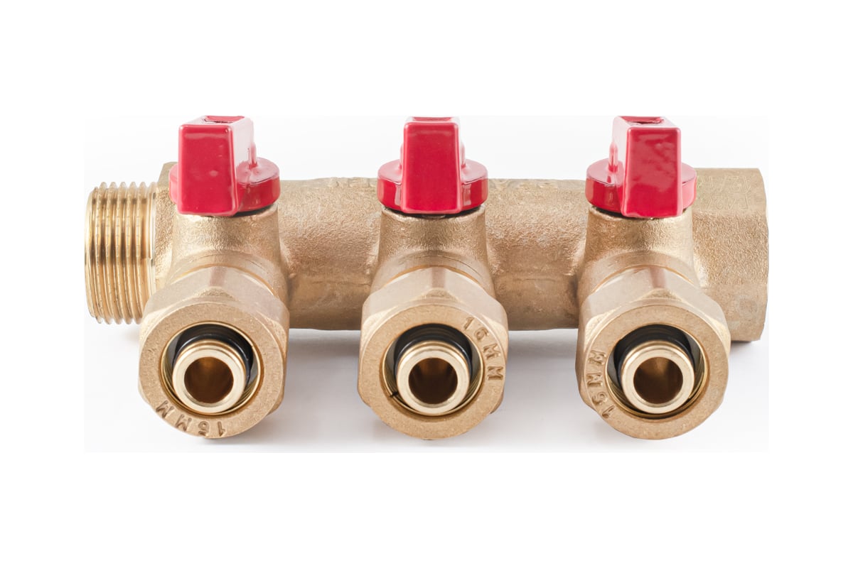 Коллектор с шаровыми кранами PROFACTOR в/н 3/4" х 3 вых 16 цанга PF MVP 266.3