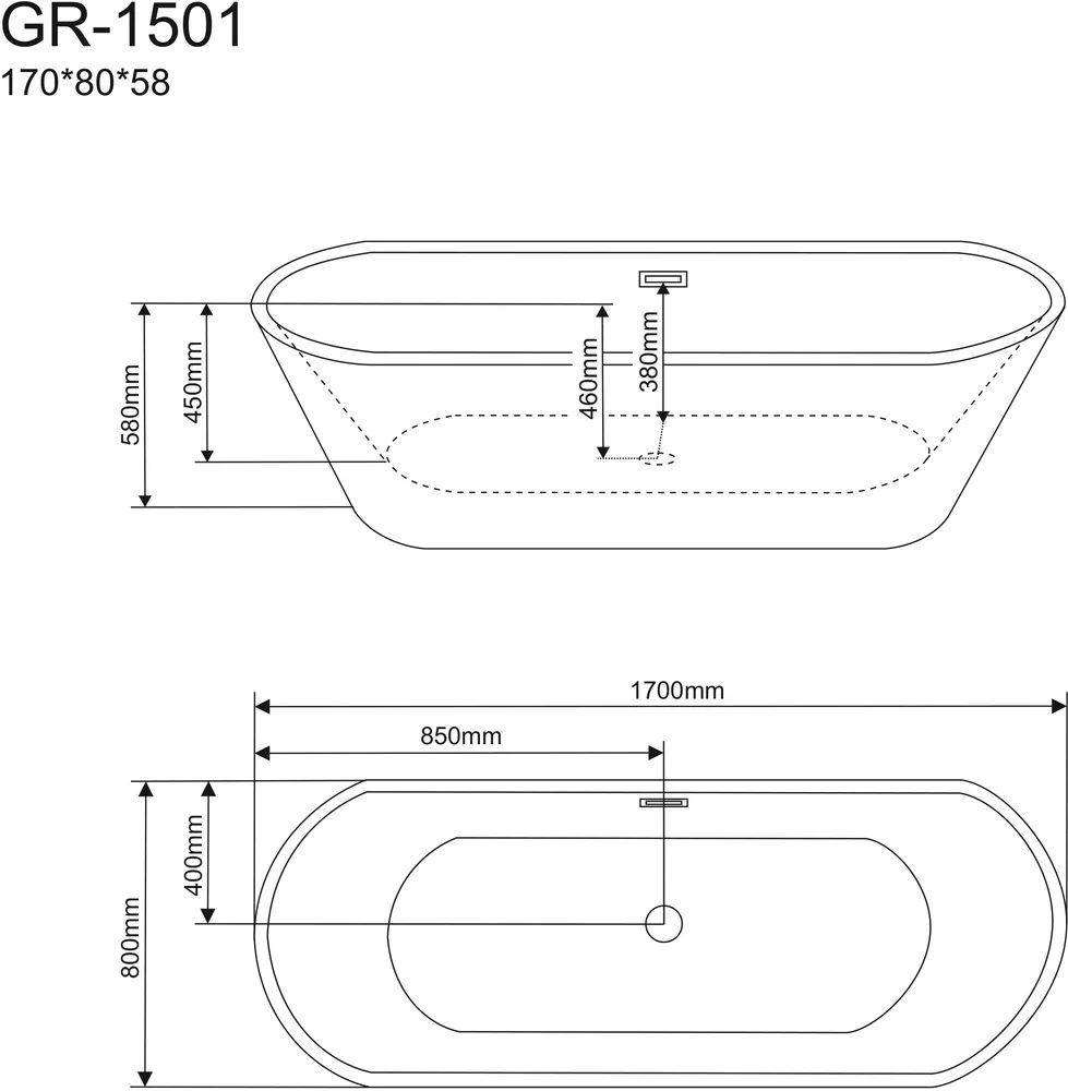 Акриловая ванна Grossman Forta GR-1501 170x80