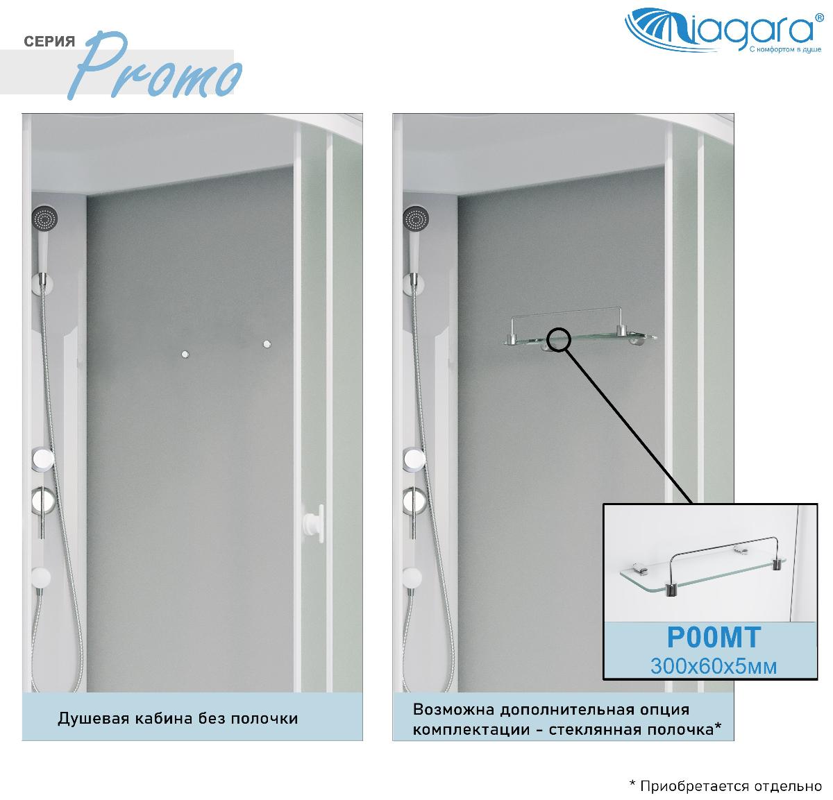 Душевая кабина Niagara Promo P100/70/26L/MT/BK 100x70 стекло матовое, без крыши и г/м, L