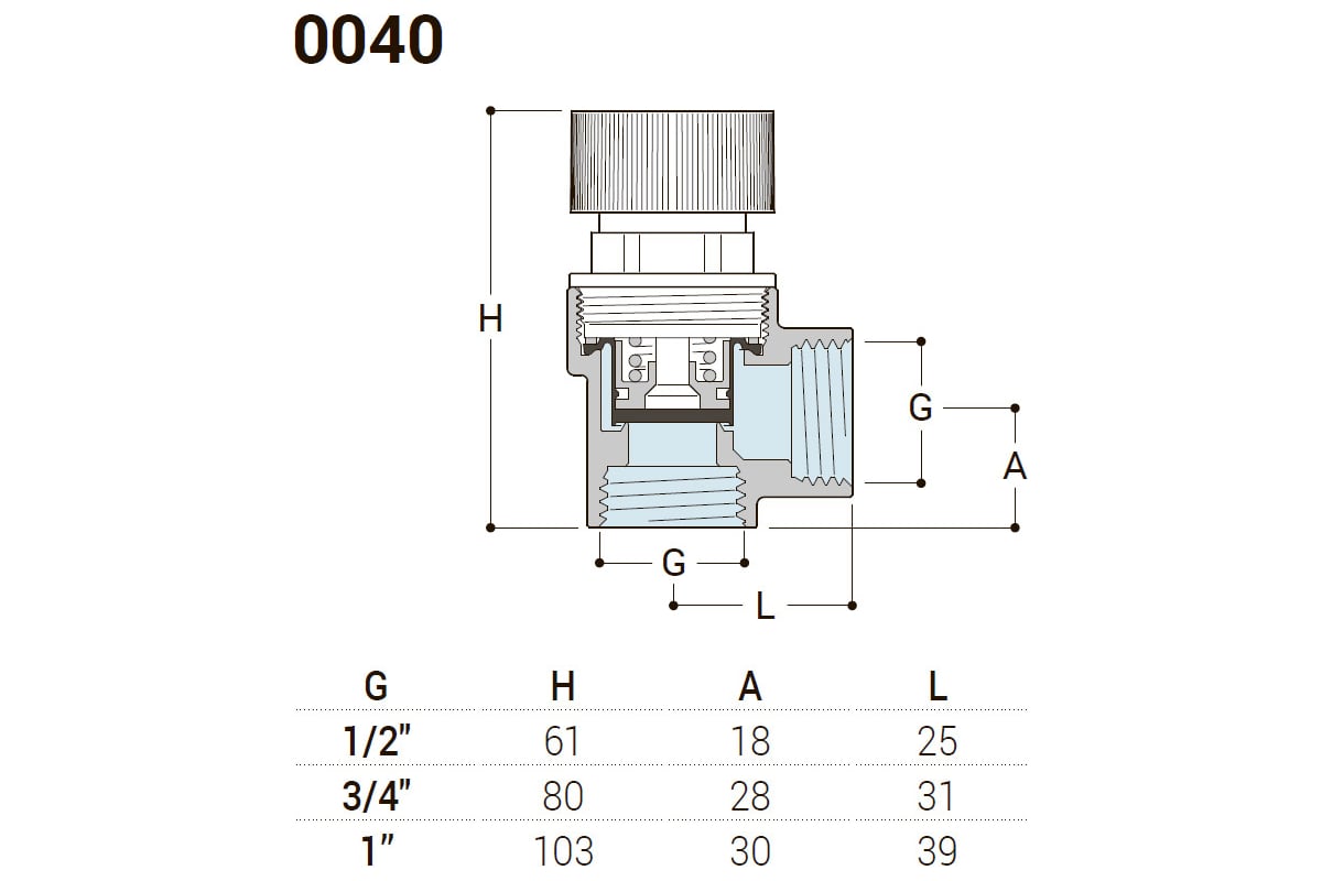 Предохранительный клапан SR Rubinetterie 3/4", 3 BAR 0040-2000GD00