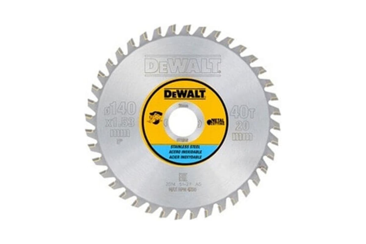Пильный диск по нержавеющей стали 140/20 мм, 40 зубьев, MTCG10 DeWalt DT1918